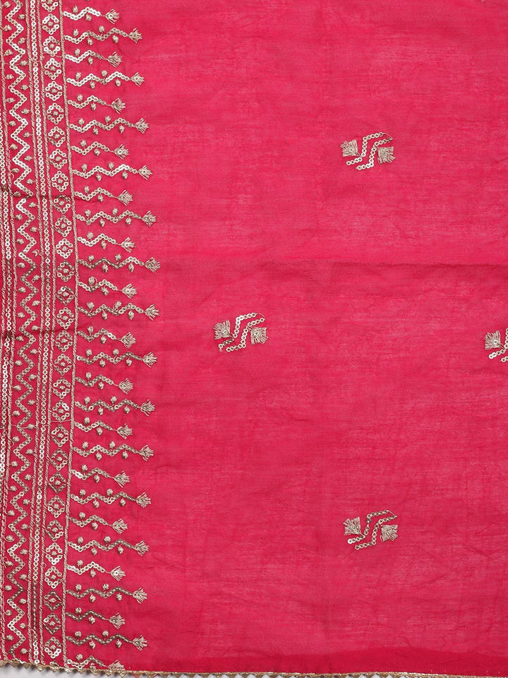 Embroidered Cotton Blend Unstitched Suit Piece With Dupatta