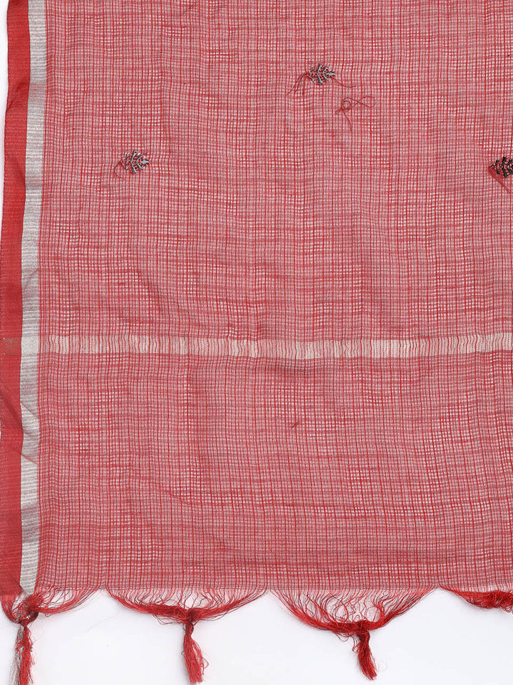 Neck Embroidered Cotton Blend Unstitched Suit With Dupatta