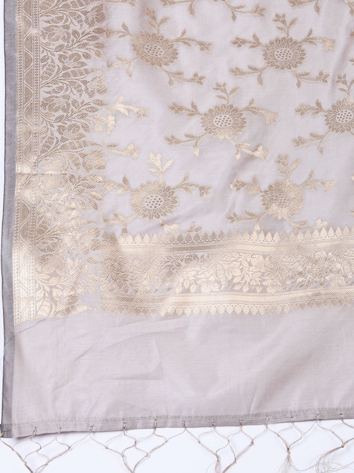 Woven Chanderi Unstitched Suit With Dupatta