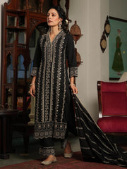 Resham Jaal Cotton Kurta With Pants & Dupatta