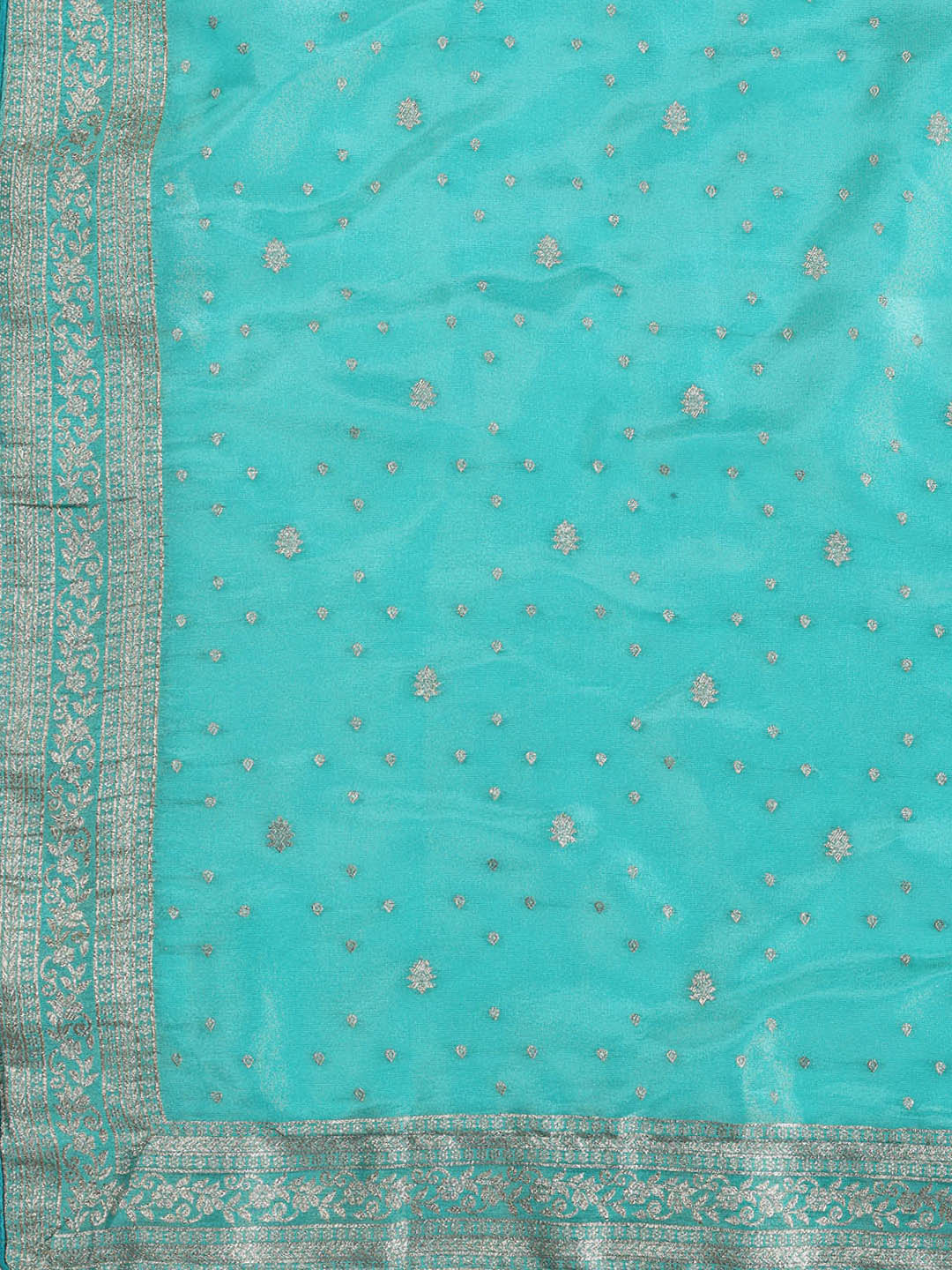 Embroidered Art Silk Unstitched Suit Piece With Dupatta