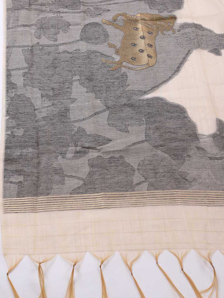 Jamdhani Chanderi Unstitched Suit Piece With Dupatta