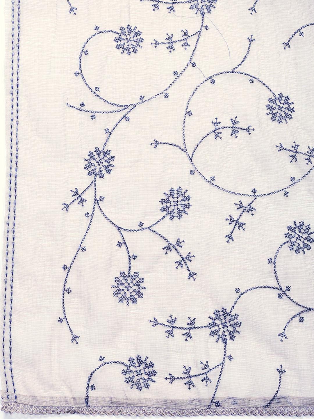 Neck Embroidered Cotton Blend Unstitched Suit Piece With Dupatta