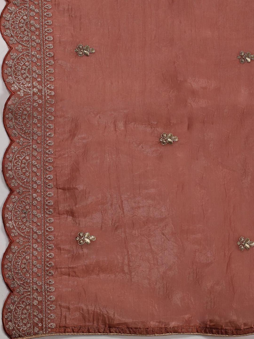 Embroidered OrganzaUnstitched Suit Piece With Dupatta