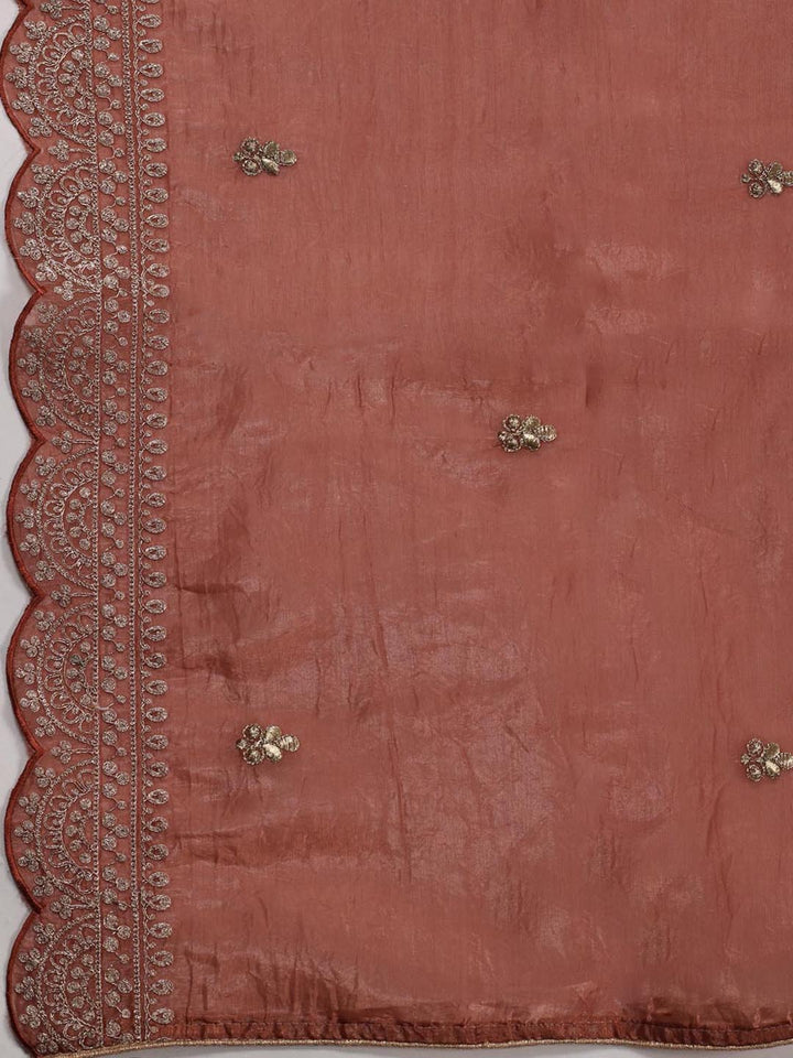 Embroidered OrganzaUnstitched Suit Piece With Dupatta