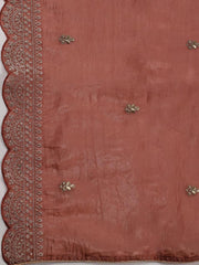 Embroidered OrganzaUnstitched Suit Piece With Dupatta