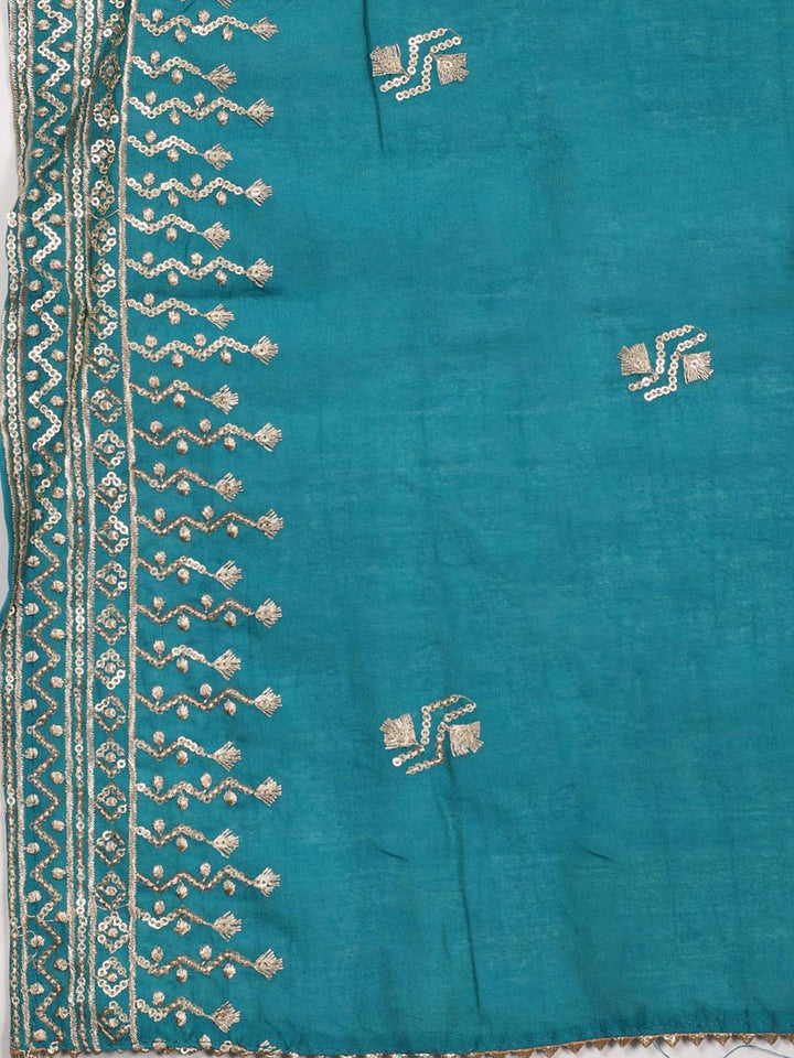 Embroidered Cotton Blend Unstitched Suit Piece With Dupatta