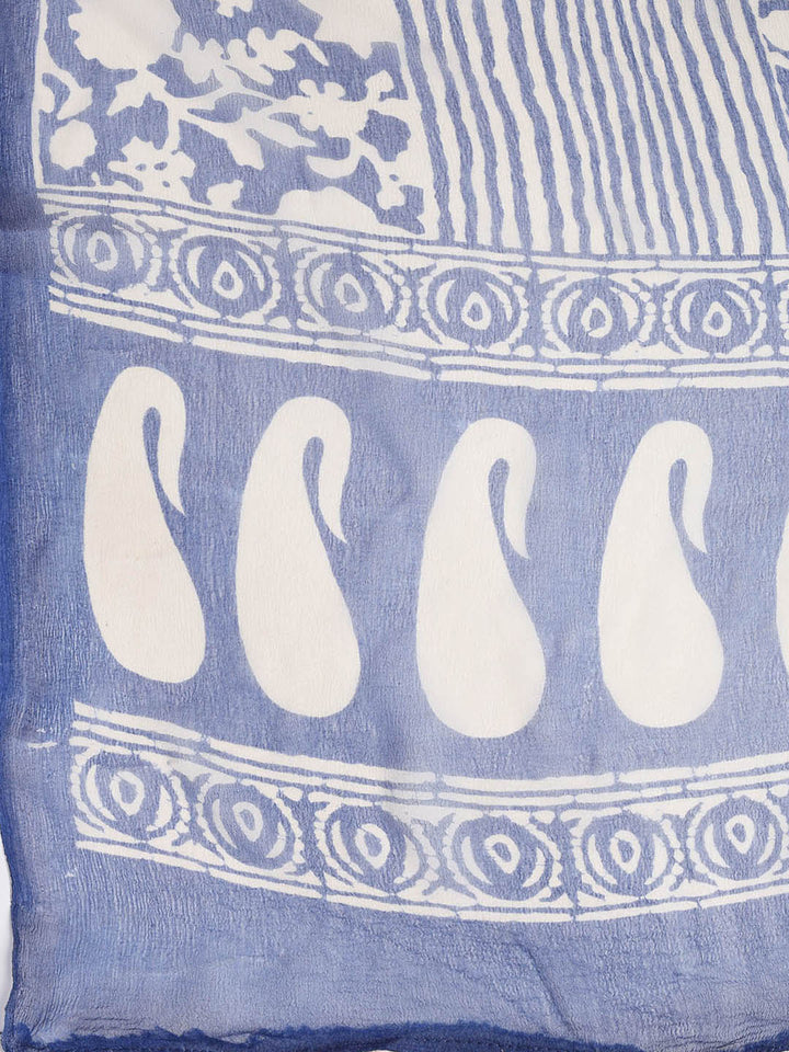 Printed Cotton Blend Unstitched Suit With Dupatta