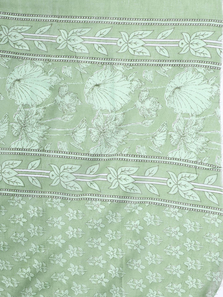 Neck Woek Cotton Blend Unstitched Suit With Dupatta