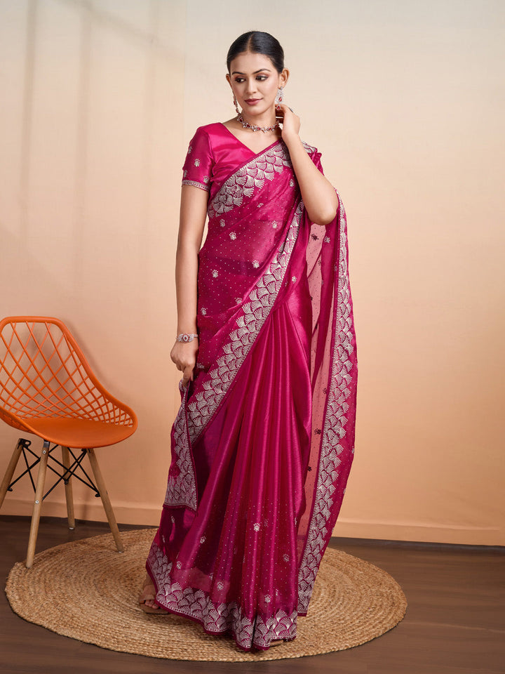 Embroidered Linen Blend Saree