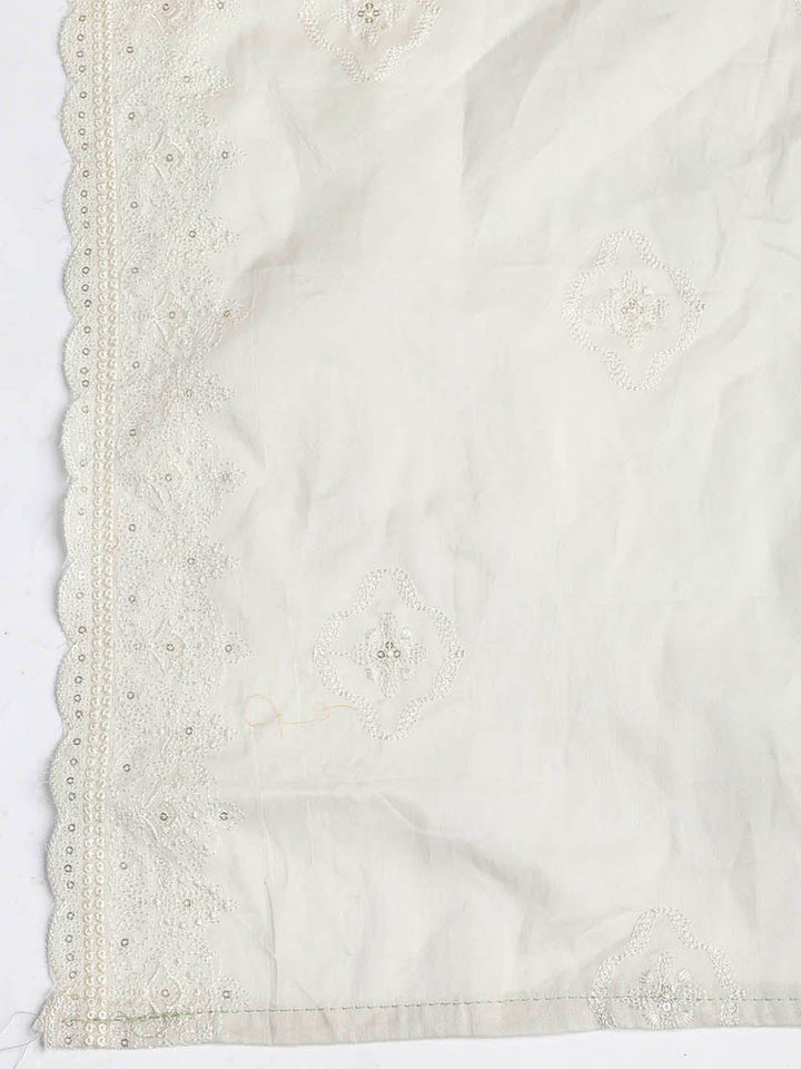 Embroidered Cotton Blend Unstitched Suit Piece With Dupatta