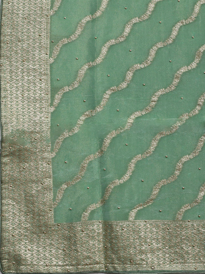 Woven Tissue Unstitched Suit Piece With Dupatta
