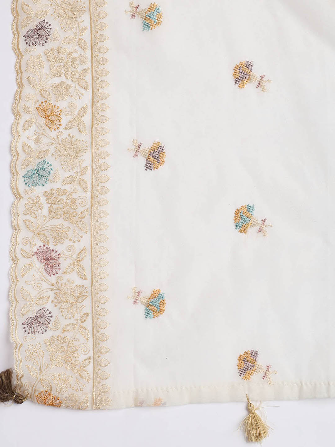 Embroidered Chanderi Unstitched Suit With Dupatta