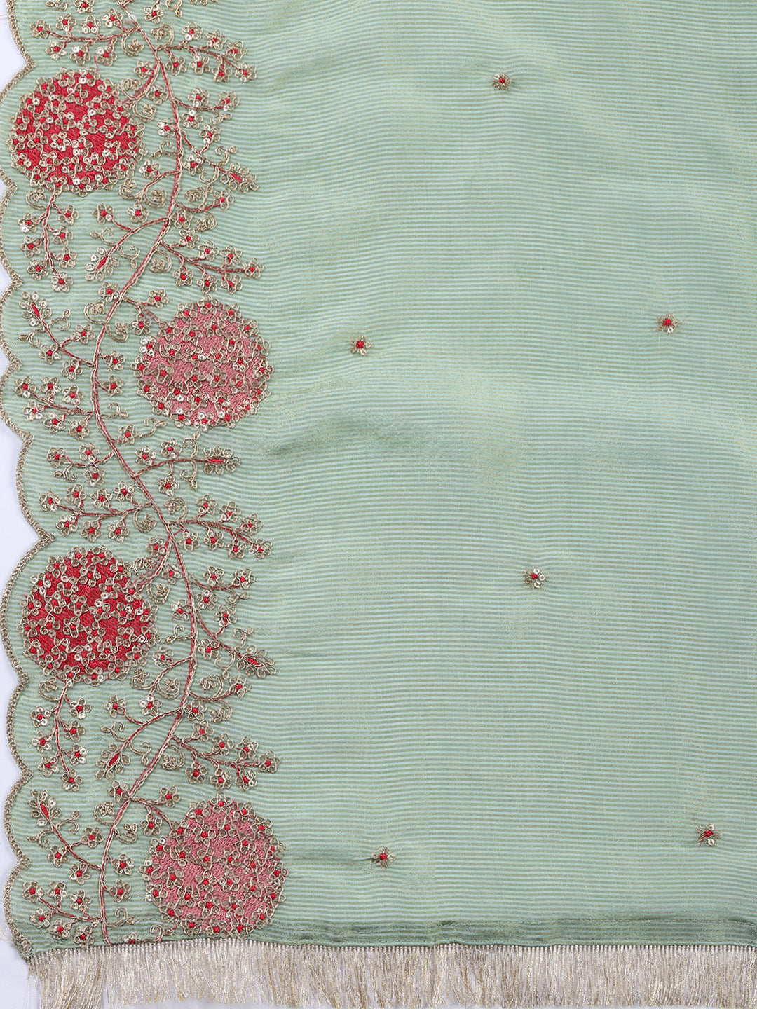 Neck Embroidered Tissue Unstitched Suit With Dupatta