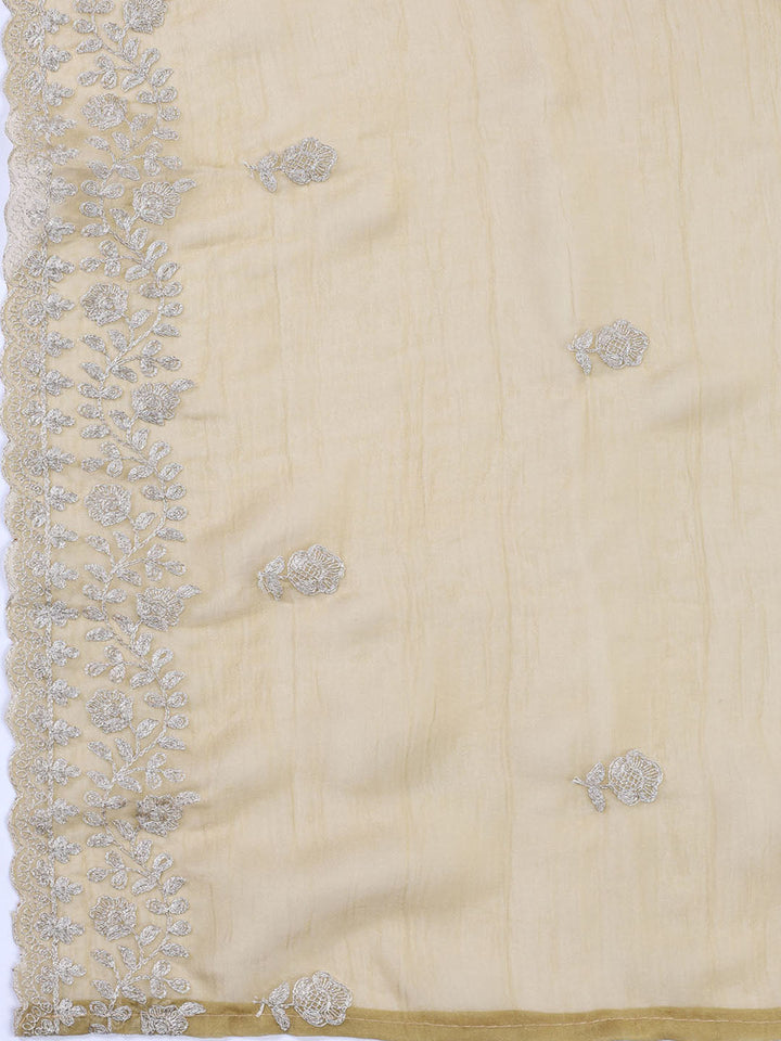 Neck Embroidered Tissue Unstitched Suit With Dupatta