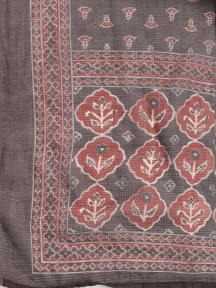 Printed Cotton Blend Unstitched Suit Piece With Dupatta