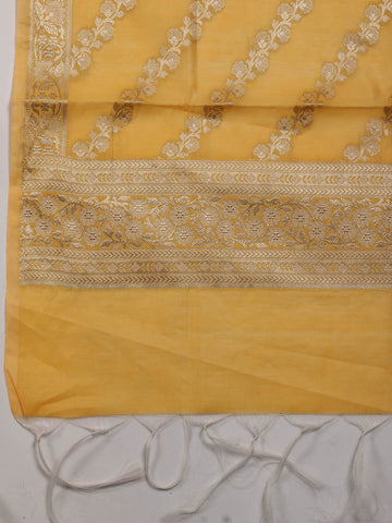 Ethnic Motifs Woven Chanderi Unstitched Suit With Dupatta