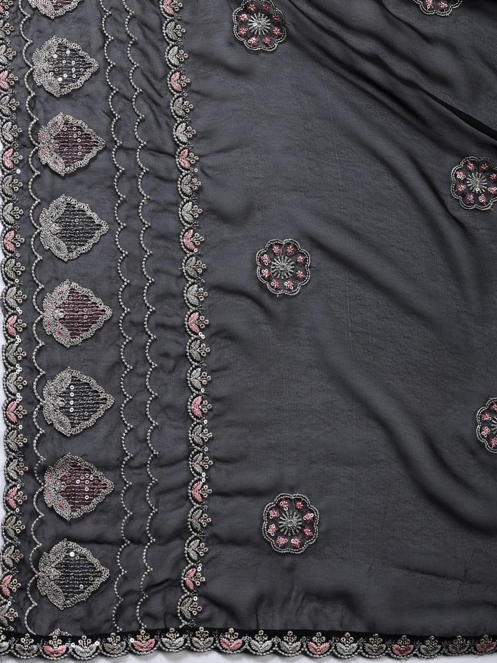 Embroidered Organza Unstitched Suit Piece With Dupatta