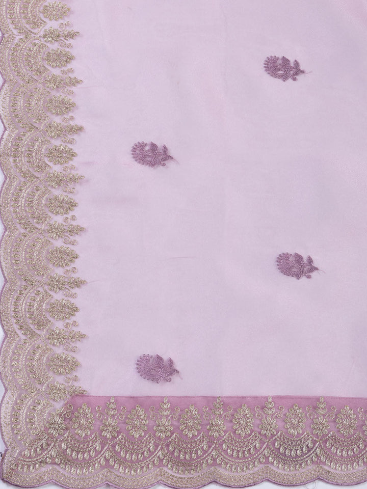 Embroidered Organza Unstitched Suit With Dupatta