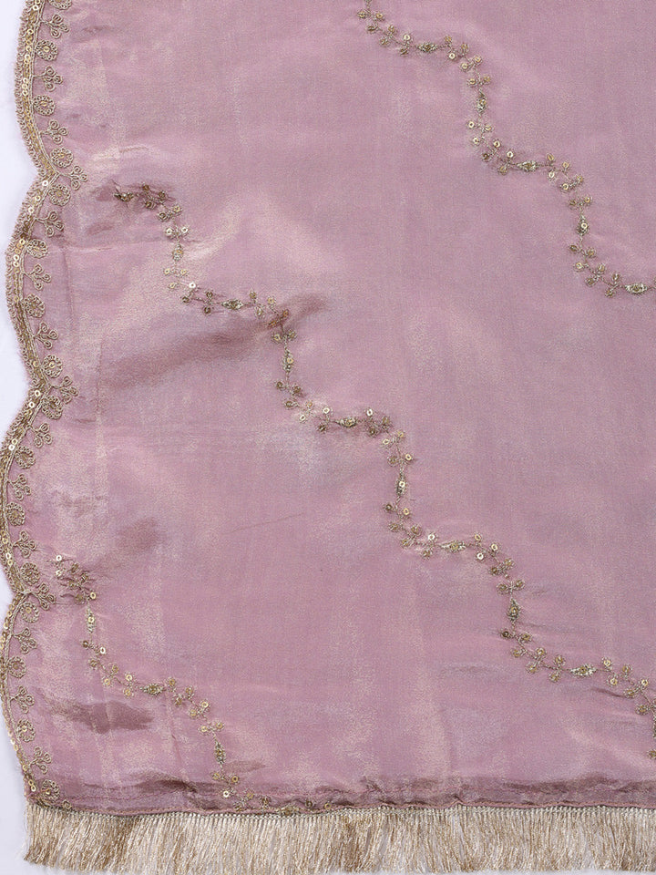 Neck Embroidered Tissue Unstitched Suit With Dupatta