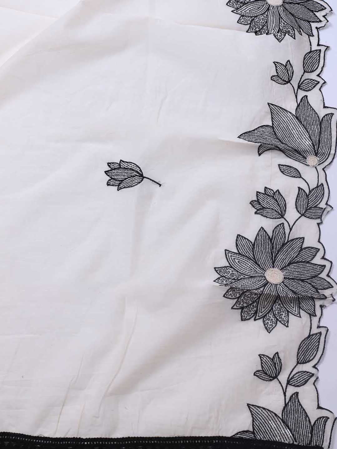 Embroidered Chanderi Unstitched Suit Piece With Dupatta