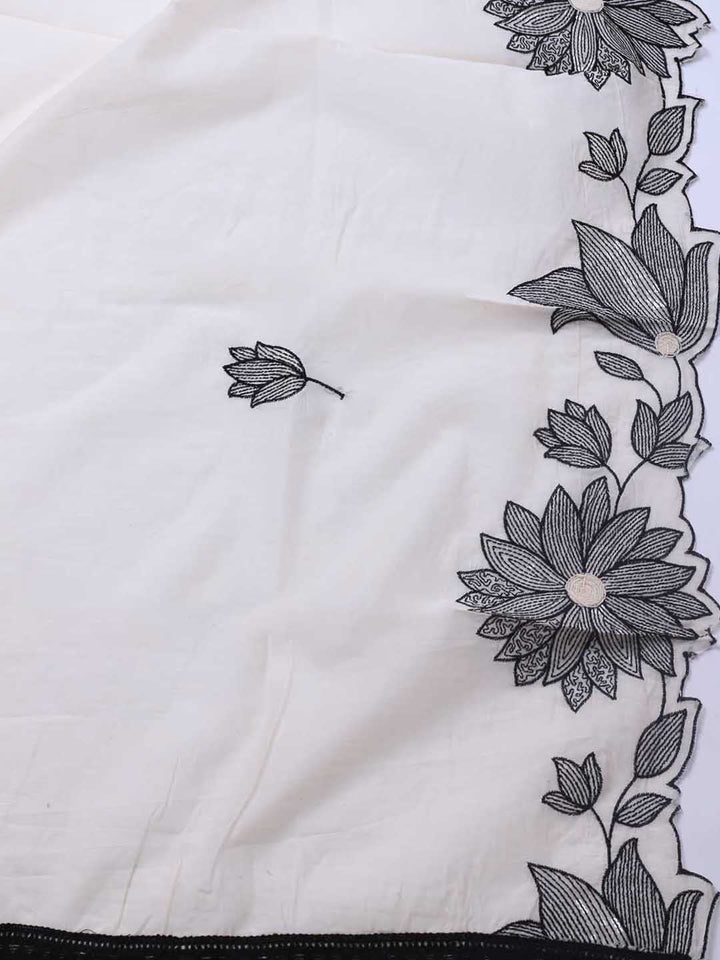 Embroidered Chanderi Unstitched Suit Piece With Dupatta