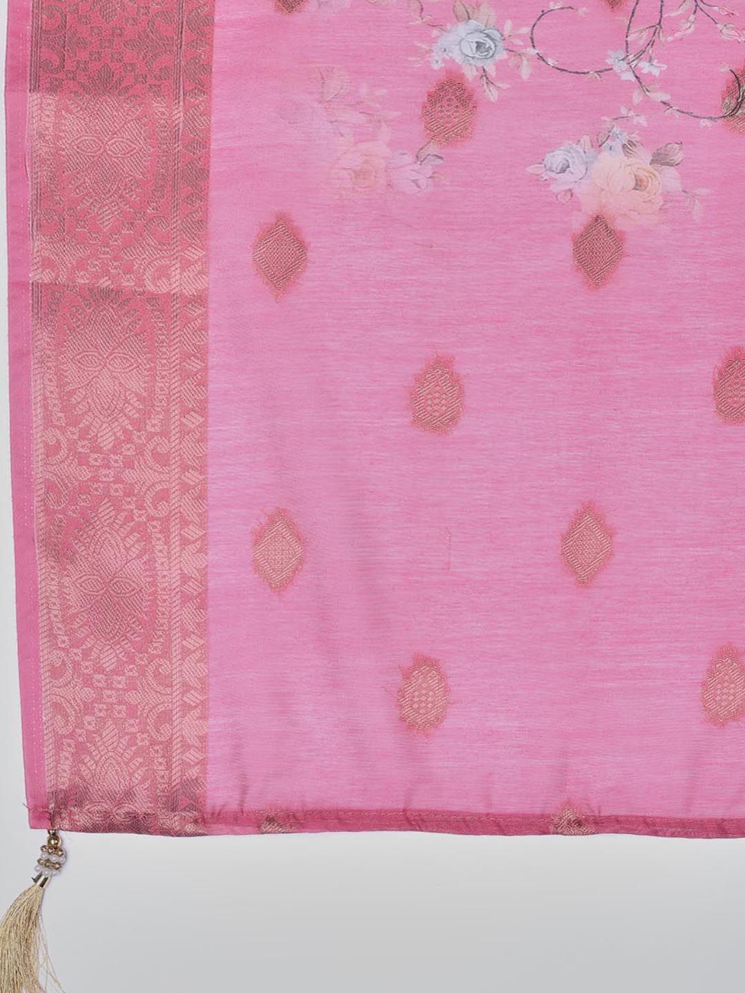 Neck Embroidery Chanderi Unstitched Suit With Dupatta