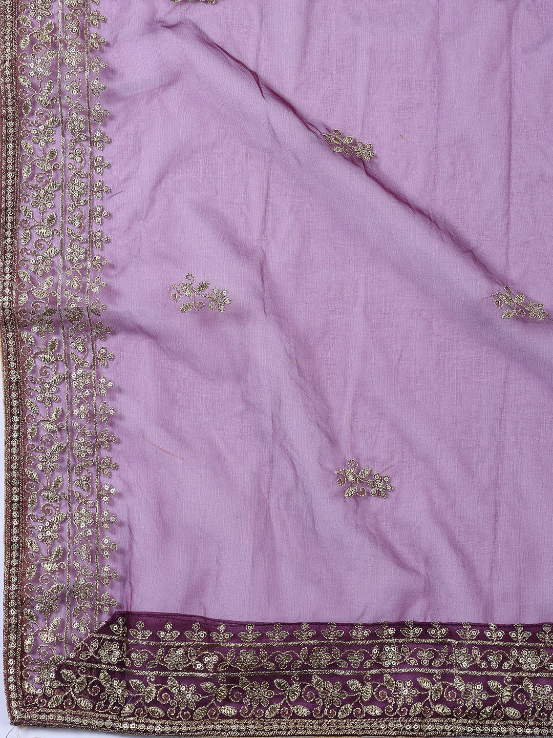 Neck Embroidered Chanderi Unstitched Suit With Dupatta