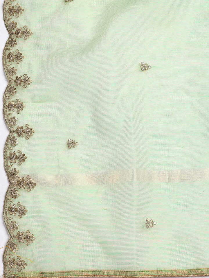 Embroidered Cotton Blend Unstitched Suit Piece With Dupatta