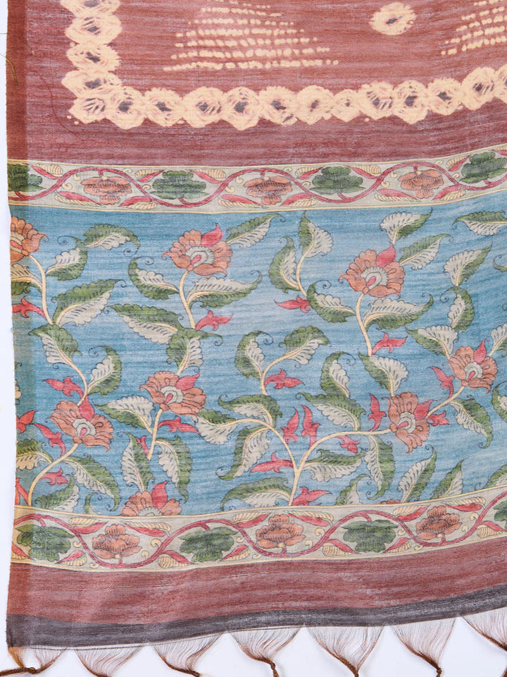 Neck Embroidered Chanderi Unstitched Suit With Dupatta