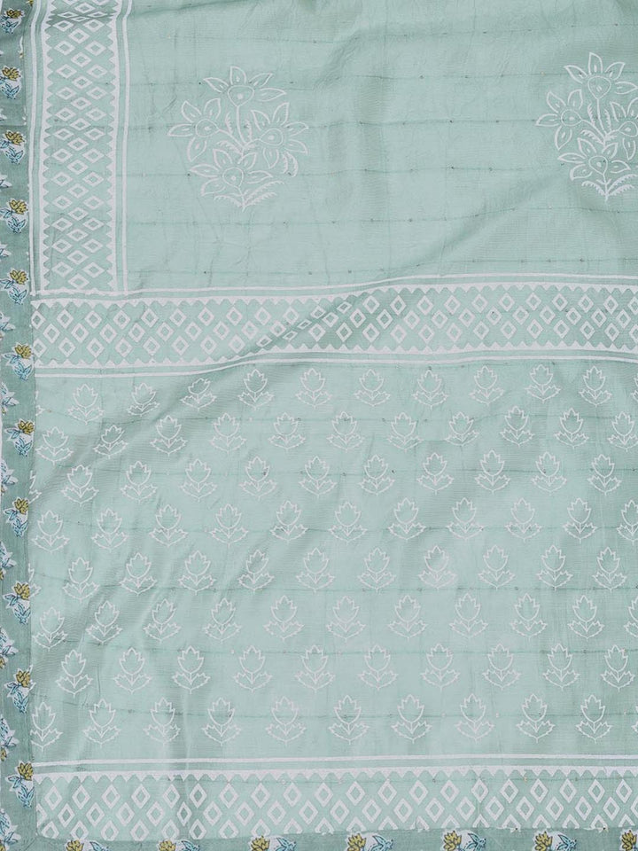 Printed Cotton Blend Unstitched Suit With Dupatta