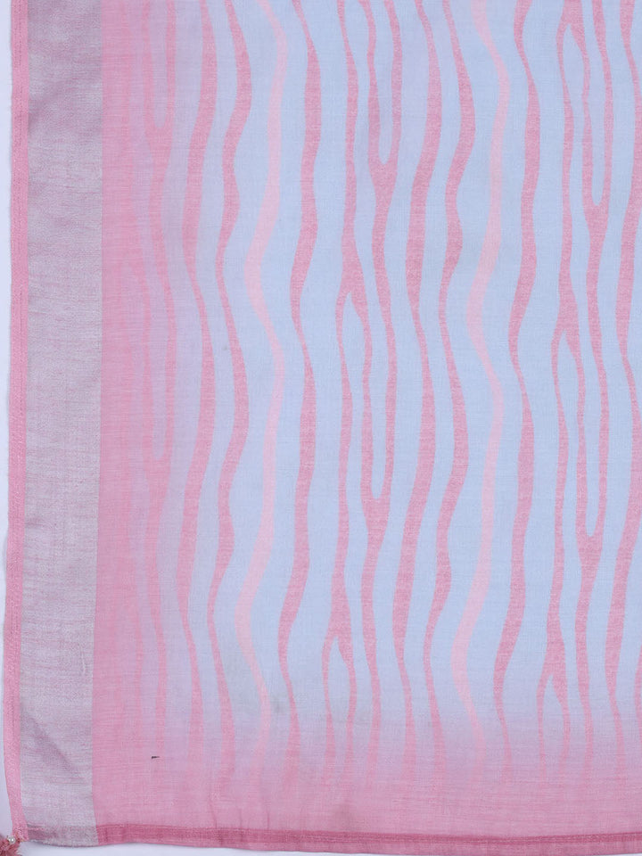 Floral Printed Linen Unstitched Suit With Dupatta