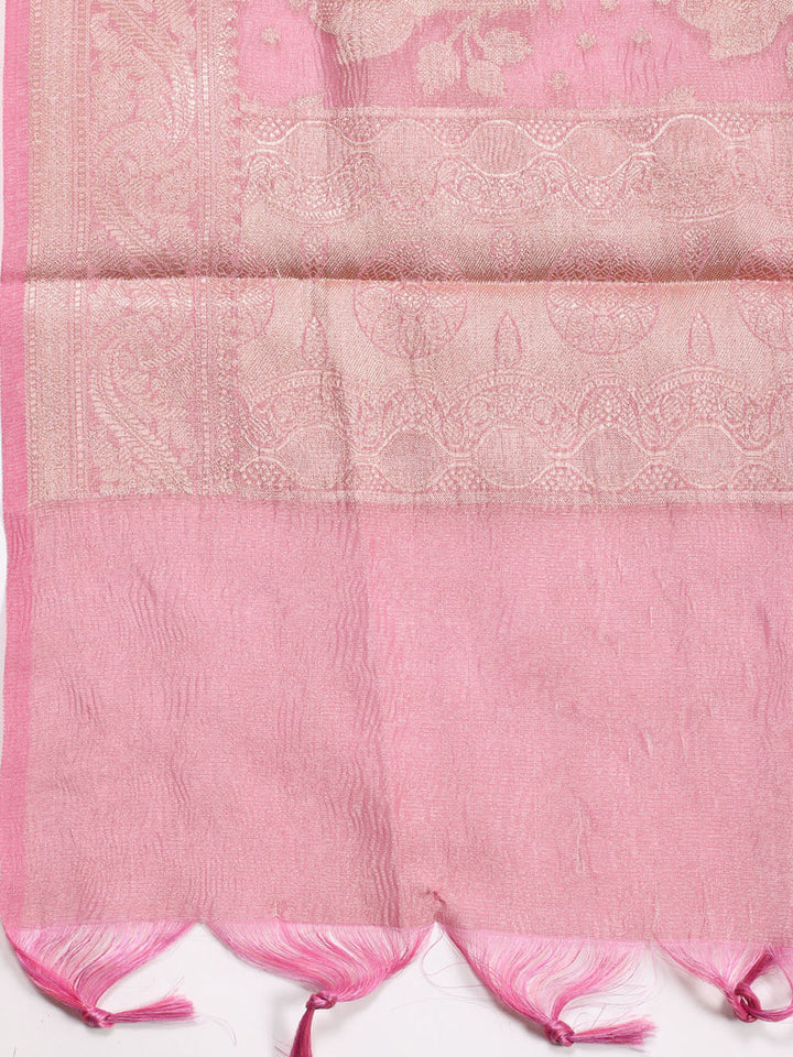Neck Embroidered Chanderi Unstitched Suit Piece With Dupatta