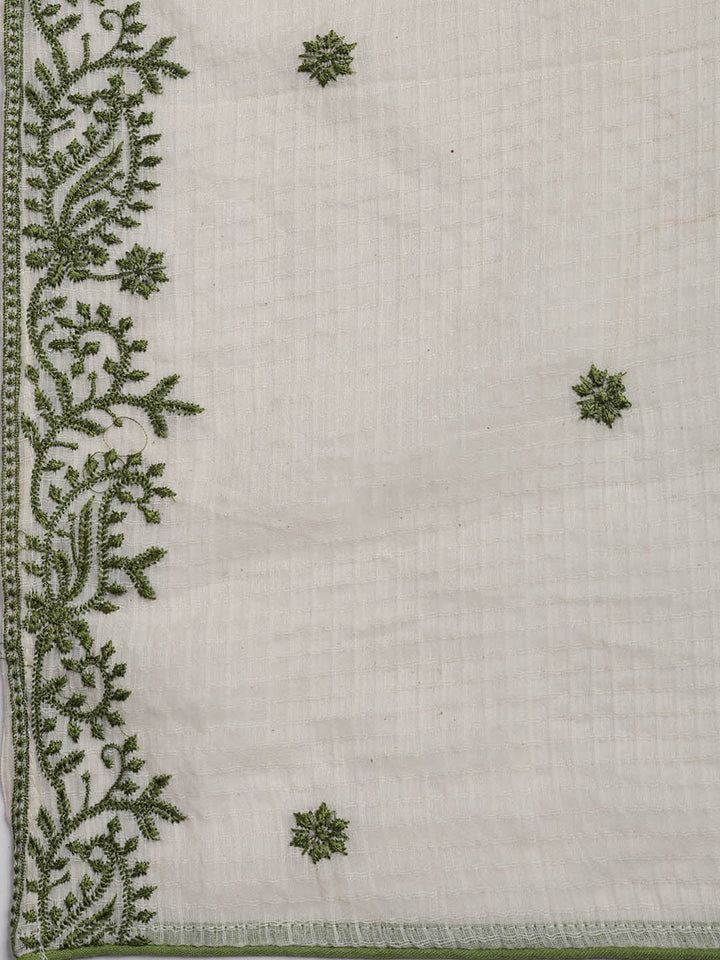 Embroidered Cotton Blend Unstitched Suit Piece With Dupatta