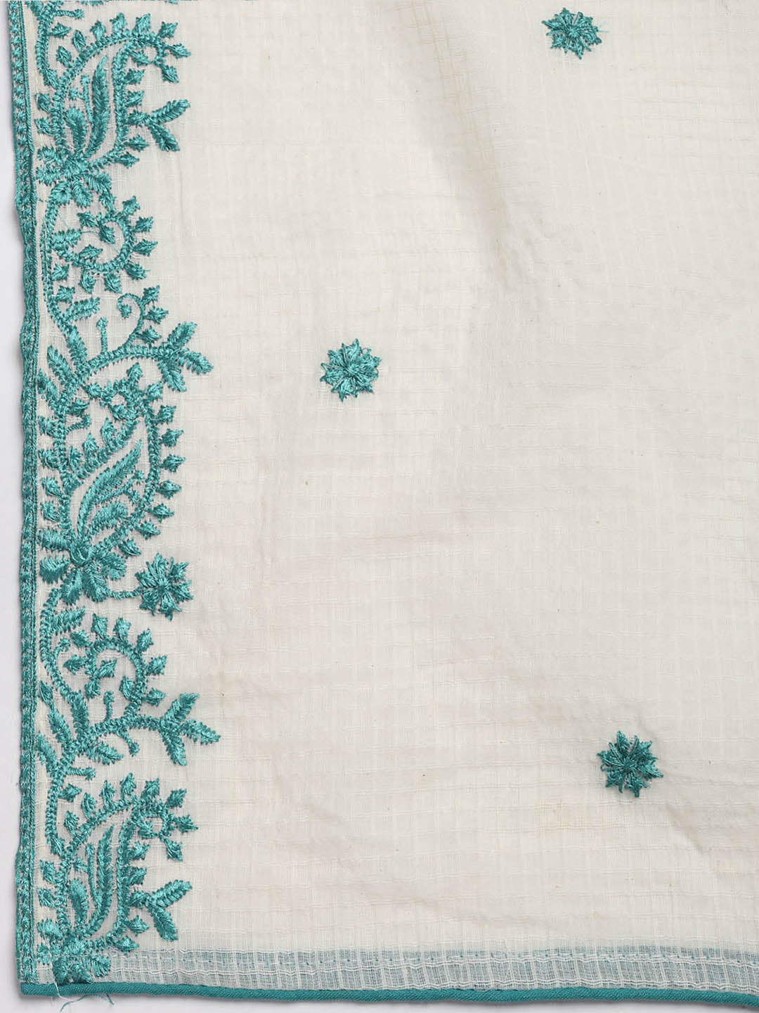 Embroidered Cotton Blend Unstitched Suit Piece With Dupatta