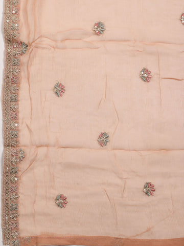 Neck Embroidery Organza Unstitched Suit Dupatta