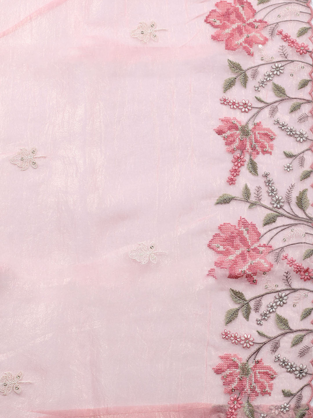 Embroidery Tissue Unstitched Suit Piece With Dupatta