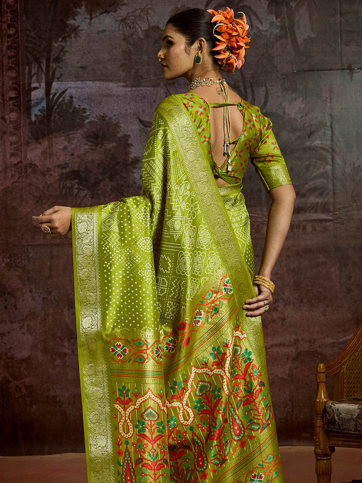 Bandhani Printed Art Silk Saree