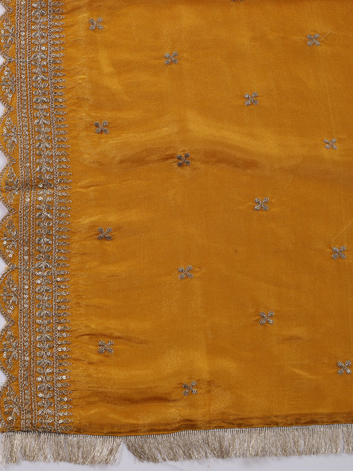 Neck Embroidered Tissue Unstitched Suit With Dupatta