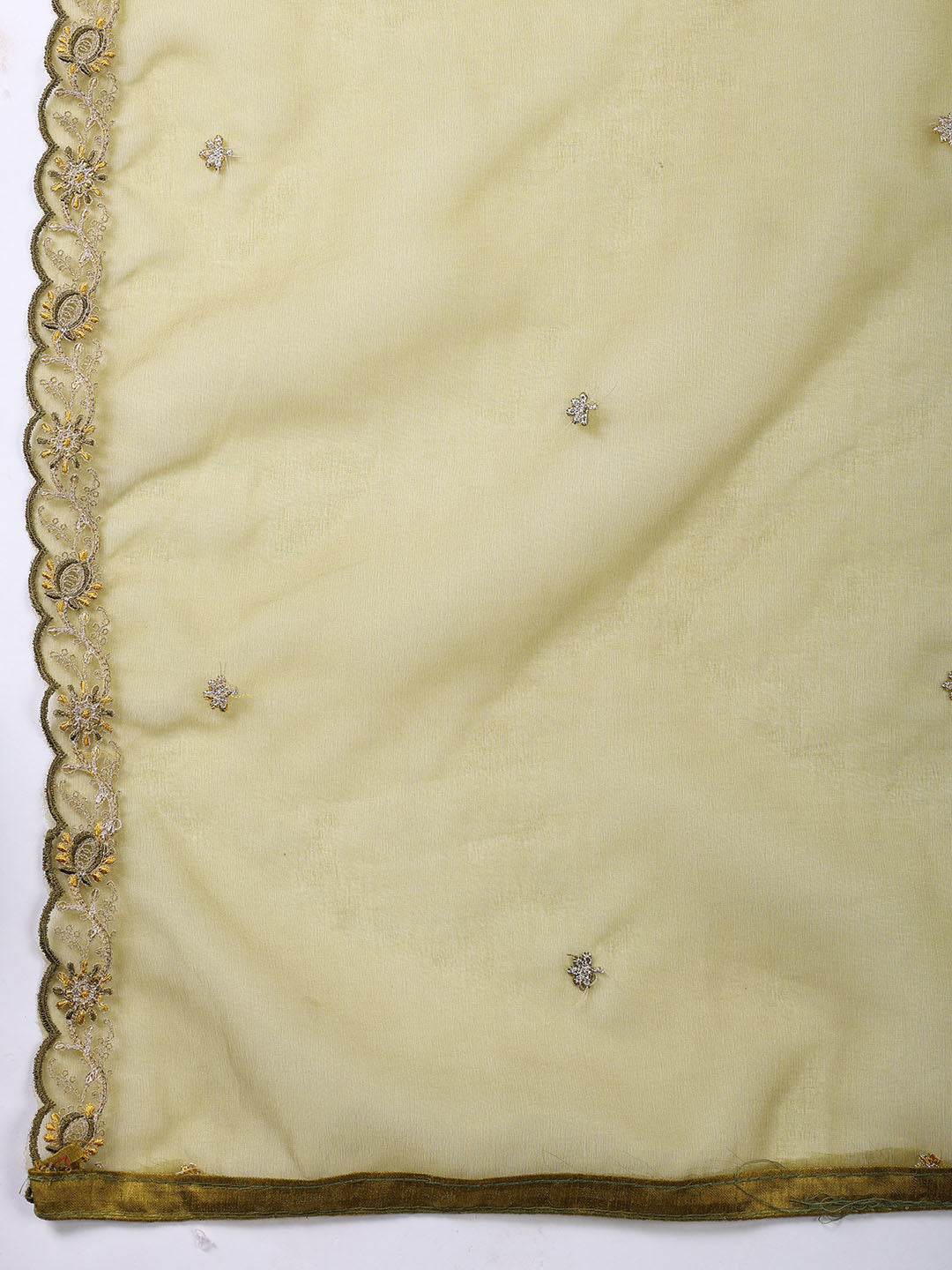Neck Embroidered Organza Unstitched Suit With Dupatta