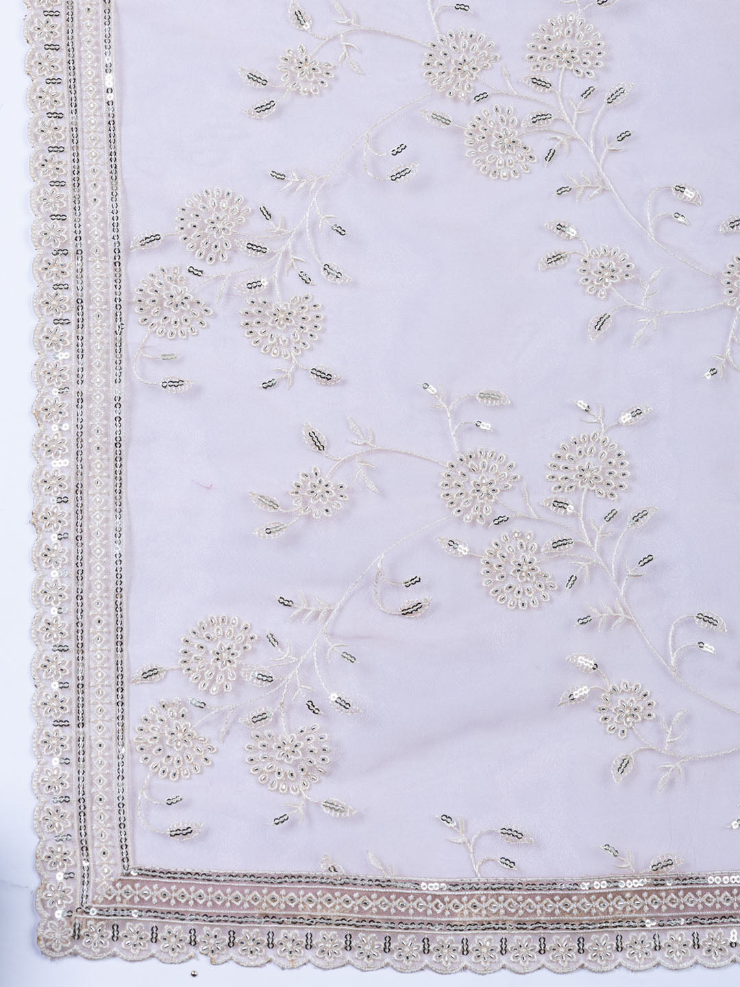 Embroidered Organza Unstitched Suit With Dupatta