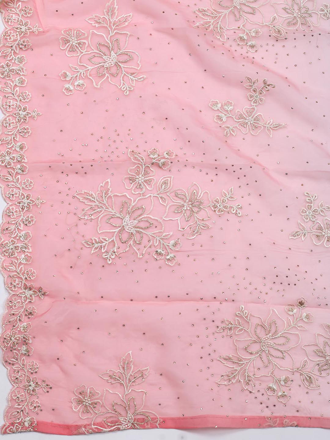 Neck Embroidery Organza Unstitched Suit Piece With Dupatta