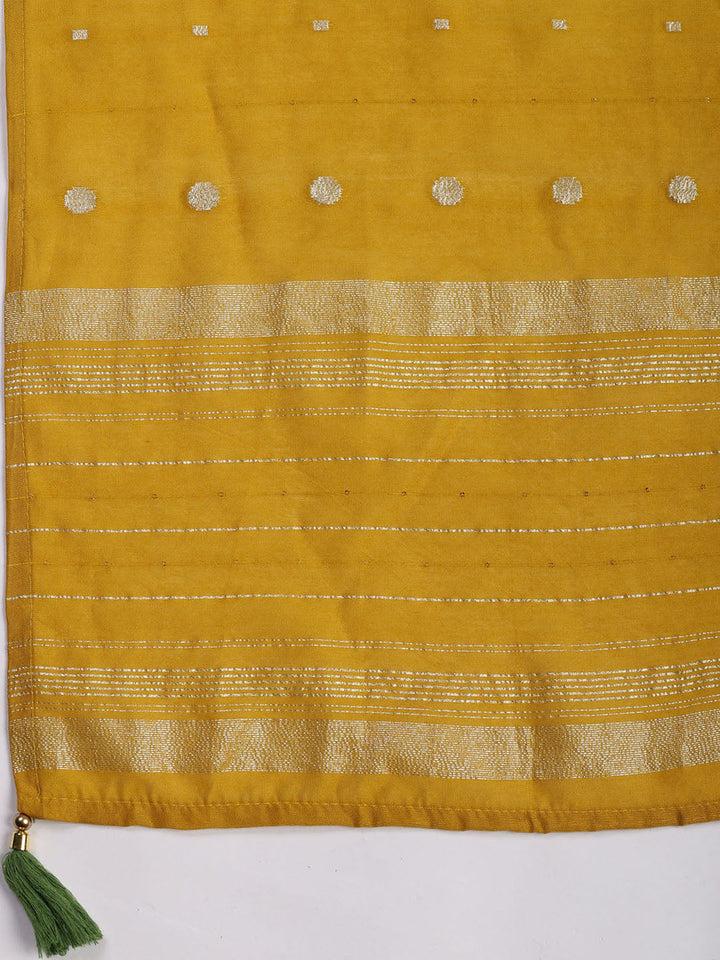 Neck Embroidered Chanderi Unstitched Suit Piece With Dupatta