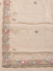 Neck Embroidery Organza Unstitched Suit Piece With Dupatta