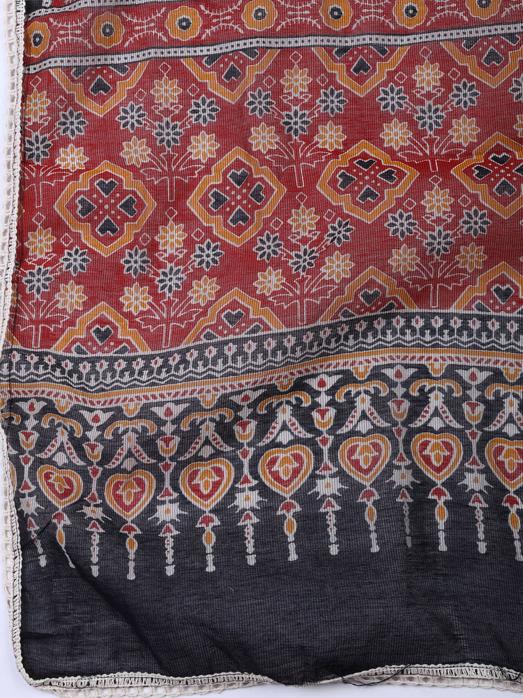 Printed Cotton Blend Unstitched Suit With Dupatta
