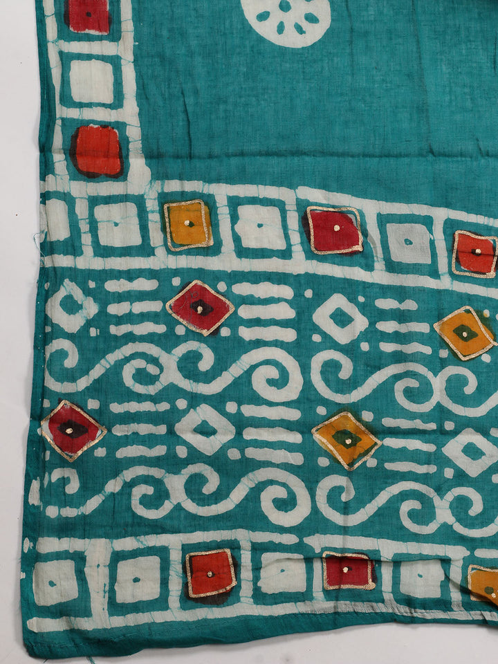 Printed Cotton Blend Unstitched Suit With Dupatta