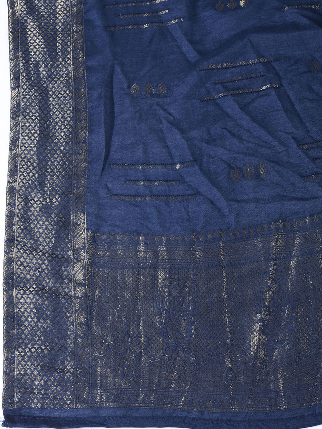 Neck Embroidered Chanderi Unstitched Suit Piece With Dupatta