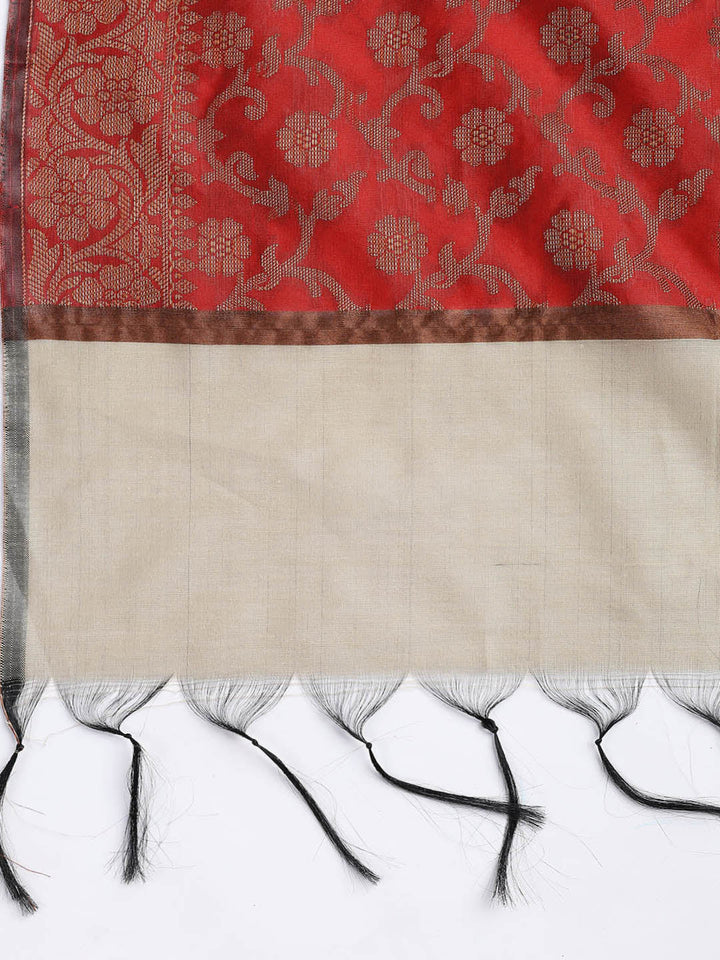 Woven Chanderi Unstitched Suit With Dupatta