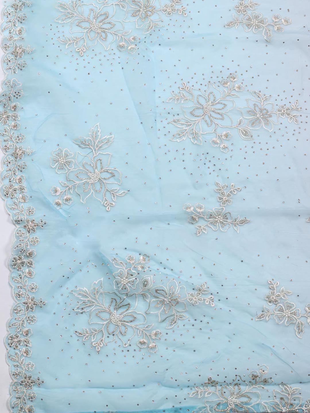 Neck Embroidery Organza Unstitched Suit Piece With Dupatta