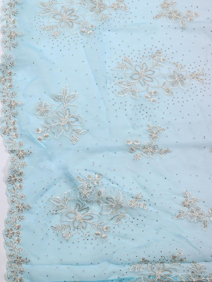 Neck Embroidery Organza Unstitched Suit Piece With Dupatta